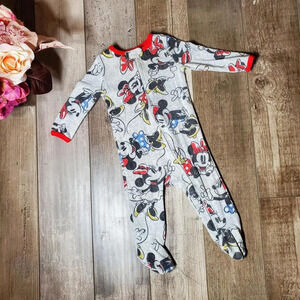 Disney Baby Minnie Mouse Gray Baby Girl Footed Pajamas Size 3-6M